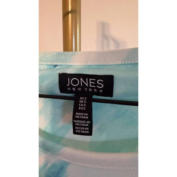 Jones New York Women’s Watercolor‑Print 3/4‑Sleeve Top Blue Multi S $59.50 NWT - Picture 7 of 7